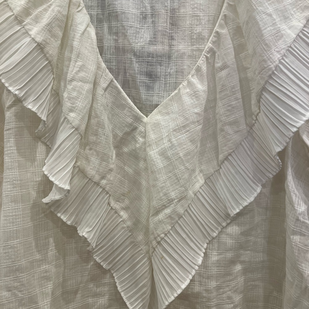 Zara White Ruffled Blouse - Picture 3 of 4